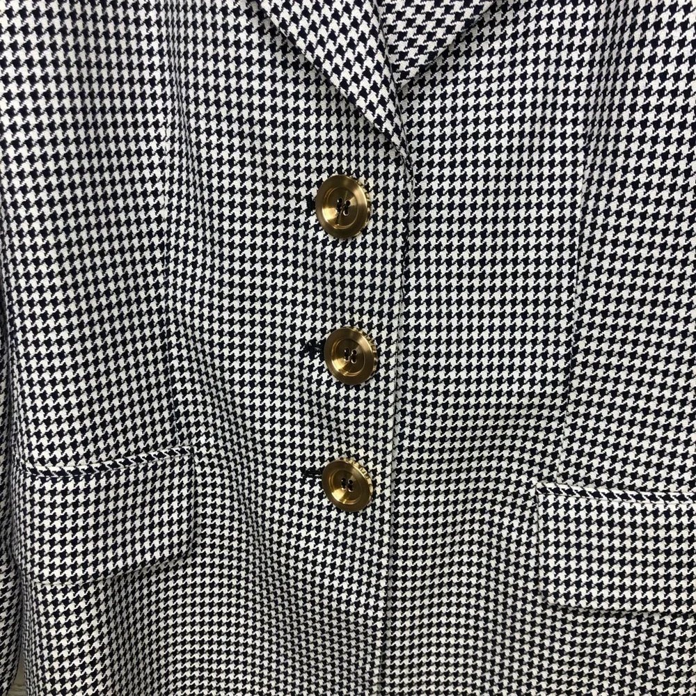 Gianfranco Ferre Houndstooth Blazer Vintage Size 12 Gold Buttons - Picture 4 of 9